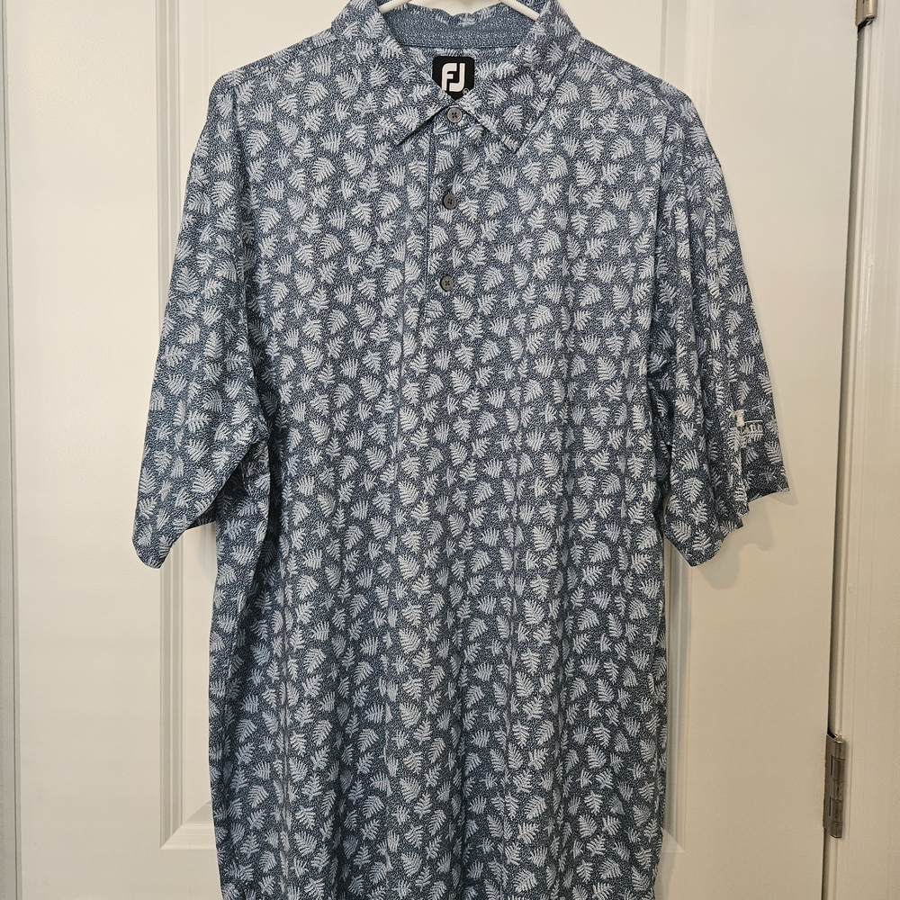 FootJoy Blue and White Palm-Print Polo